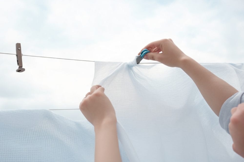 drying the curtains after washing the curtains